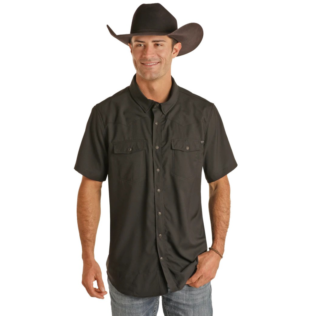 Rock & Roll Denim Men's TEK Solid Black Western Snap Shirt BMN3S06797-01