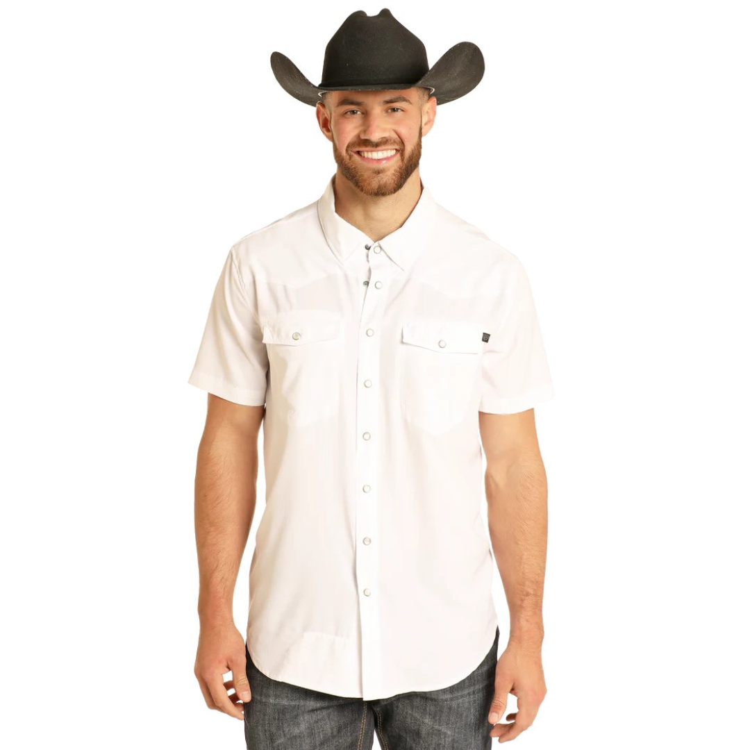 Rock & Roll Denim Men's TEK Solid White Western Snap Shirt BMN3S06797-15