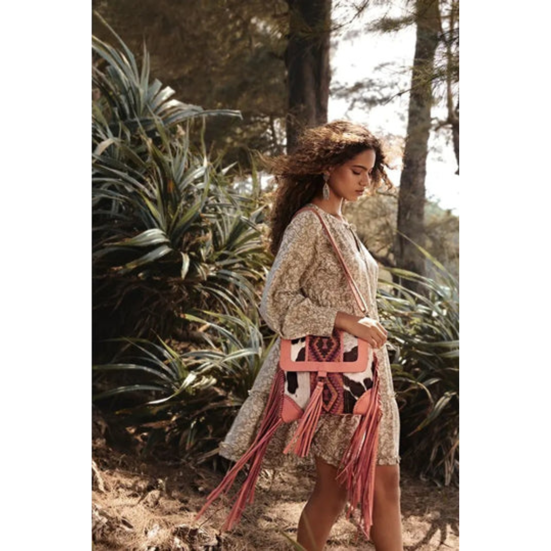 Myra Bag Tonga Ridge Pink Canvas & Hairon Bag S-8902