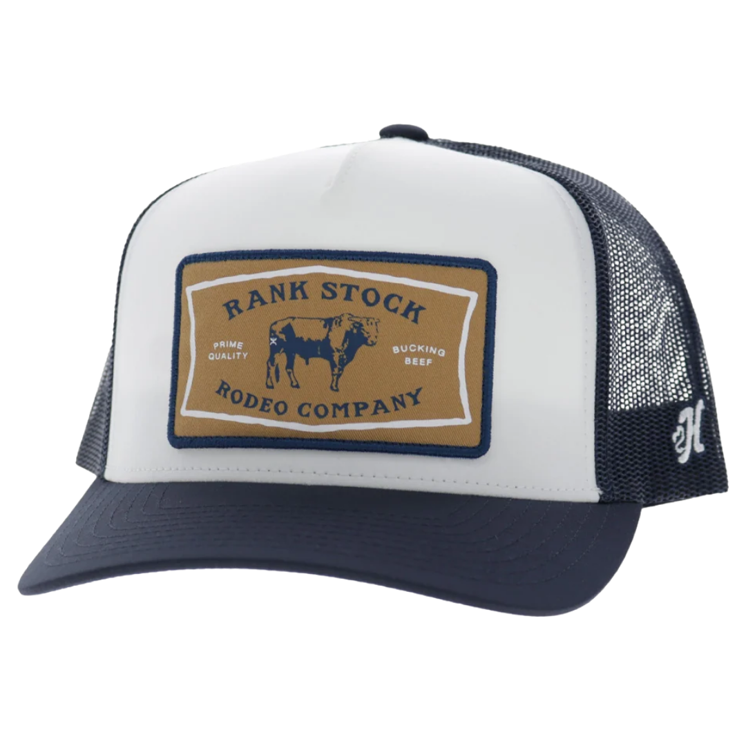 Hooey Rank Stock White & Navy Patch 5-Panel Trucker Cap 2661T-WHNV