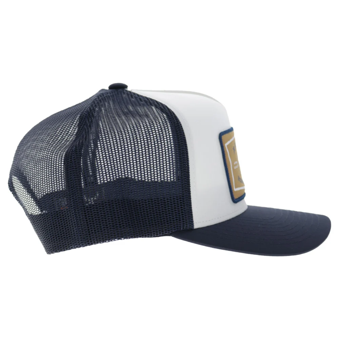 Hooey Rank Stock White & Navy Patch 5-Panel Trucker Cap 2661T-WHNV