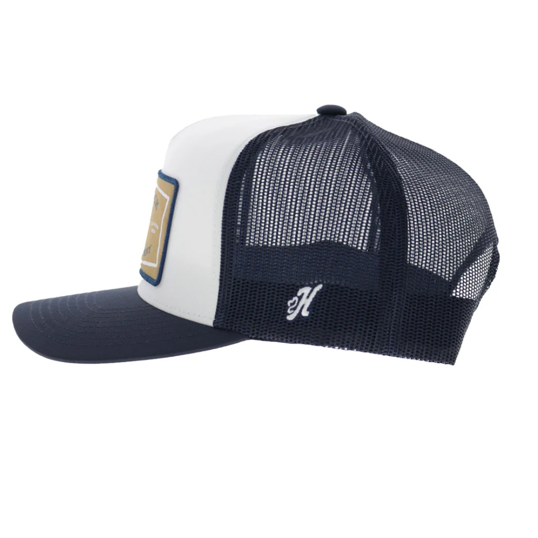 Hooey Rank Stock White & Navy Patch 5-Panel Trucker Cap 2661T-WHNV
