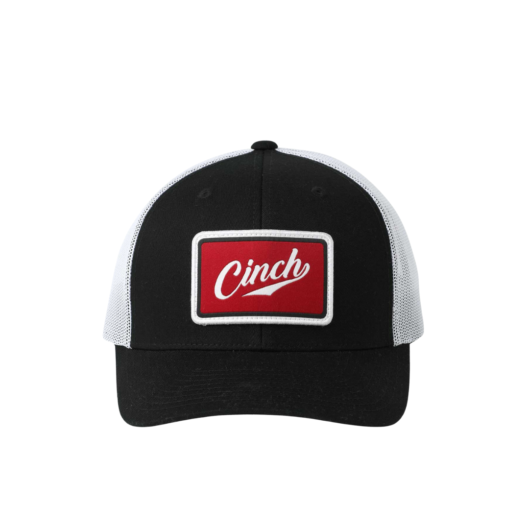 Cinch Men's Black With Red Logo Patch Trucker Cap MCC0660653