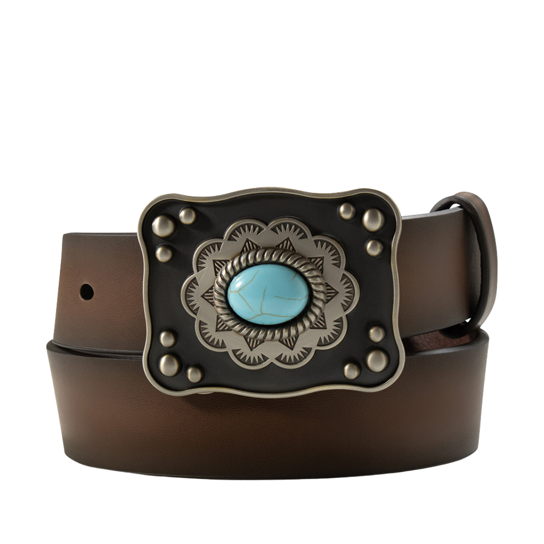 Ariat Youth Girl's Brown Leather & Turquoise Western Belt A1309002 - Wild West Boot Store