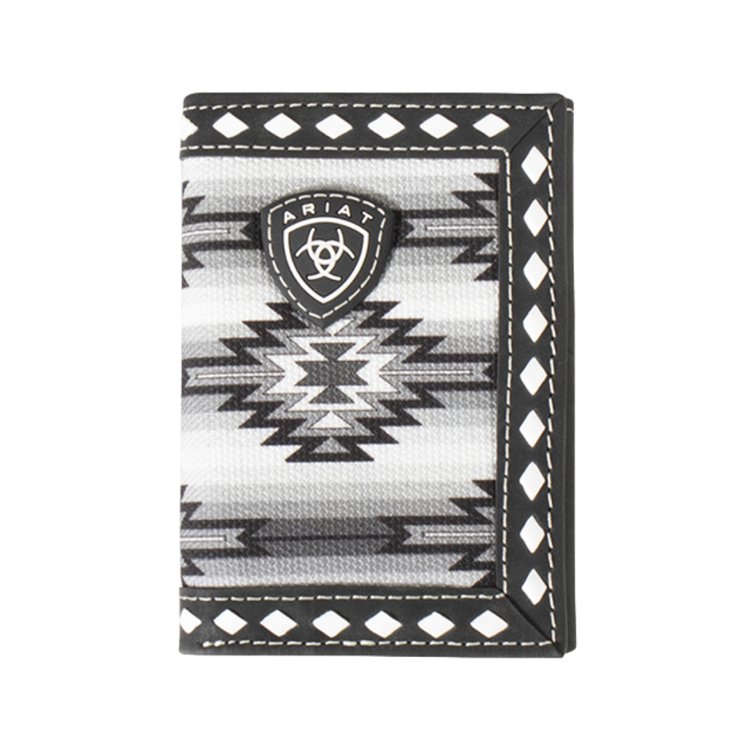 Ariat Men's Black Aztec Fabric Trifold Wallet A3558901