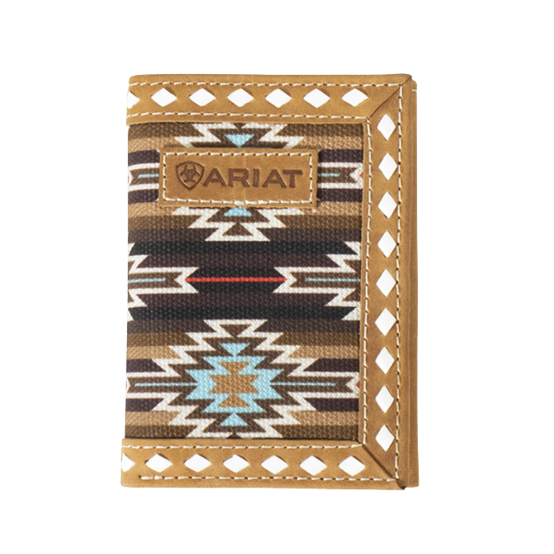Ariat Men's Brown Aztec Fabric Trifold Wallet A3559202