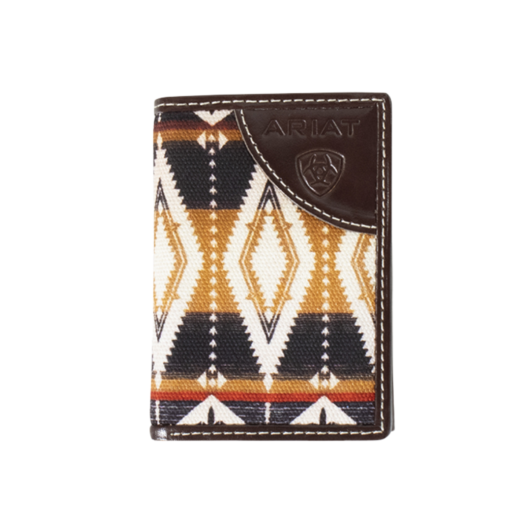 Ariat Men's Brown Southwestern Fabric Trifold Wallet A3559502