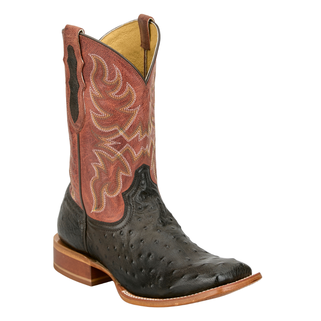 Tony Lama Men's Blaine Chocolate Wide Square Toe Ostrich Boots RN3574