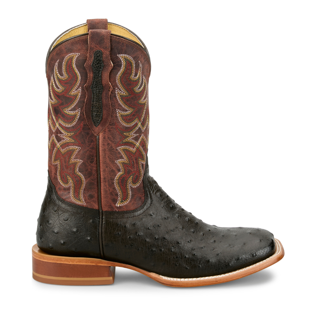 Tony Lama Men's Blaine Chocolate Wide Square Toe Ostrich Boots RN3574