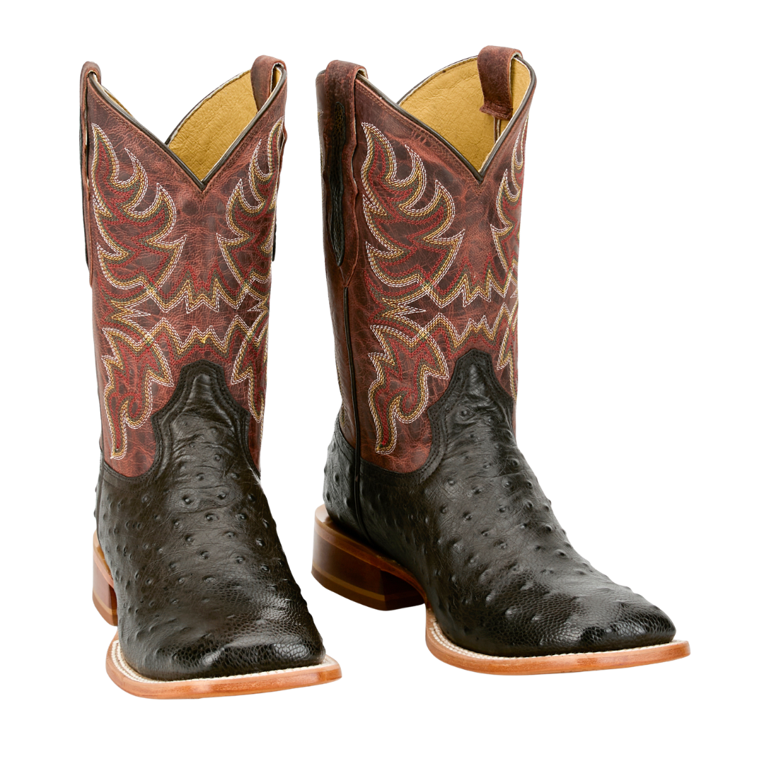 Tony Lama Men's Blaine Chocolate Wide Square Toe Ostrich Boots RN3574