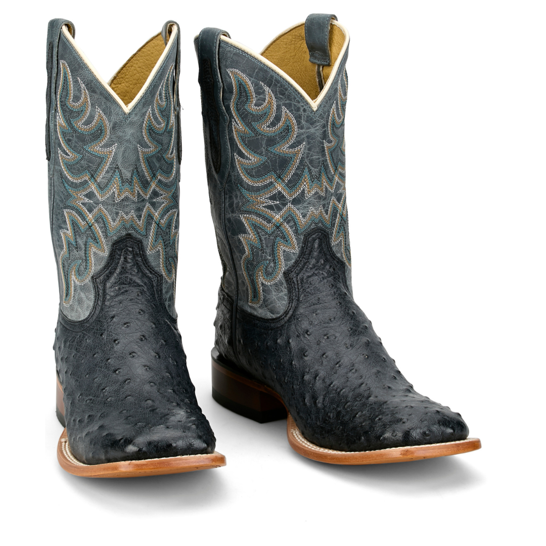 Tony Lama Men's Blaine Grey Wide Square Toe Ostrich Boots RN3573