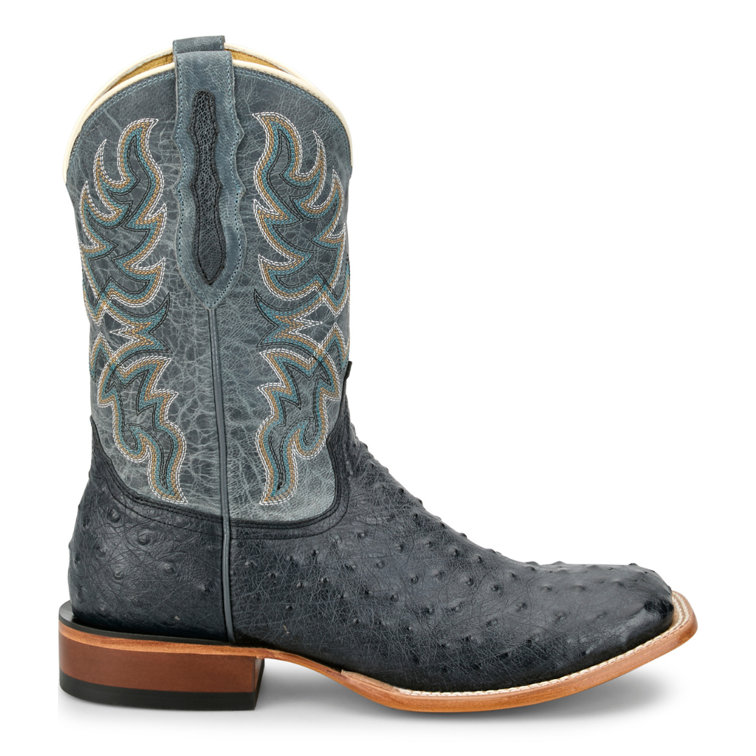 Tony Lama Men's Blaine Grey Wide Square Toe Ostrich Boots RN3573