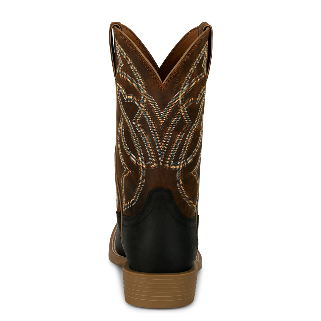 Justin Men's Daymoney Wide Square Toe Black Western Boots SE7517