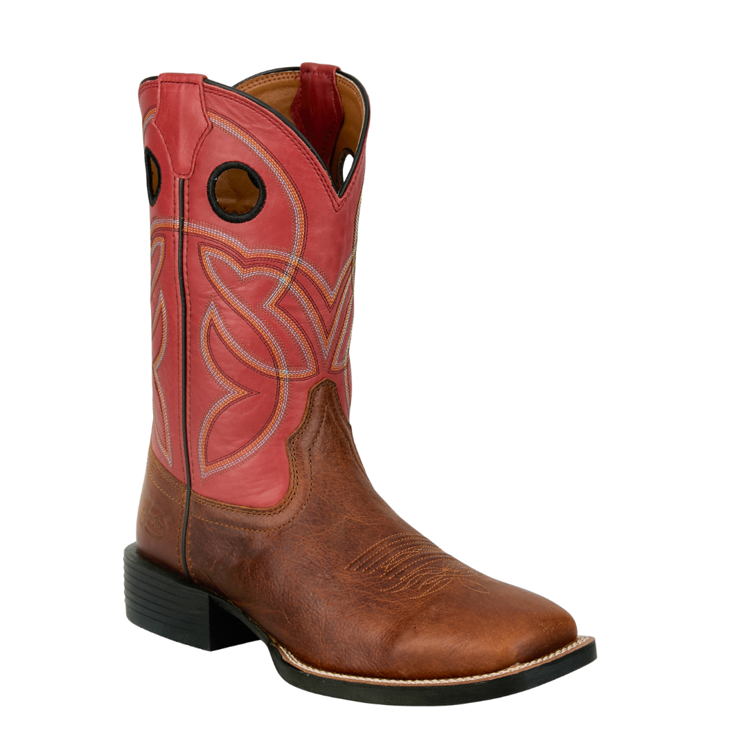 Justin Men's Lubbock Honey Brown Wide Square Toe Western Boots SE7527