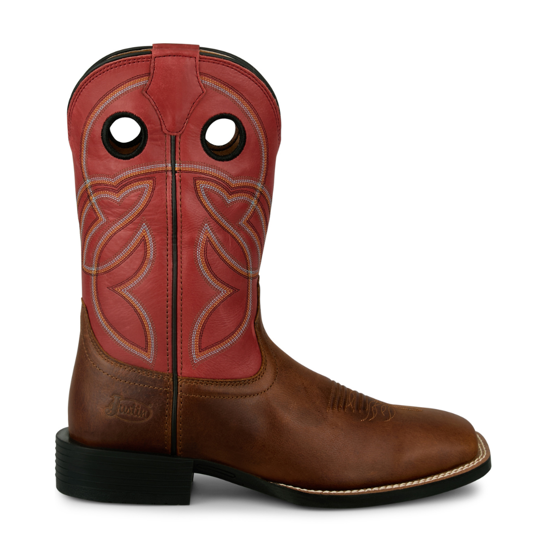 Justin Men's Lubbock Honey Brown Wide Square Toe Western Boots SE7527