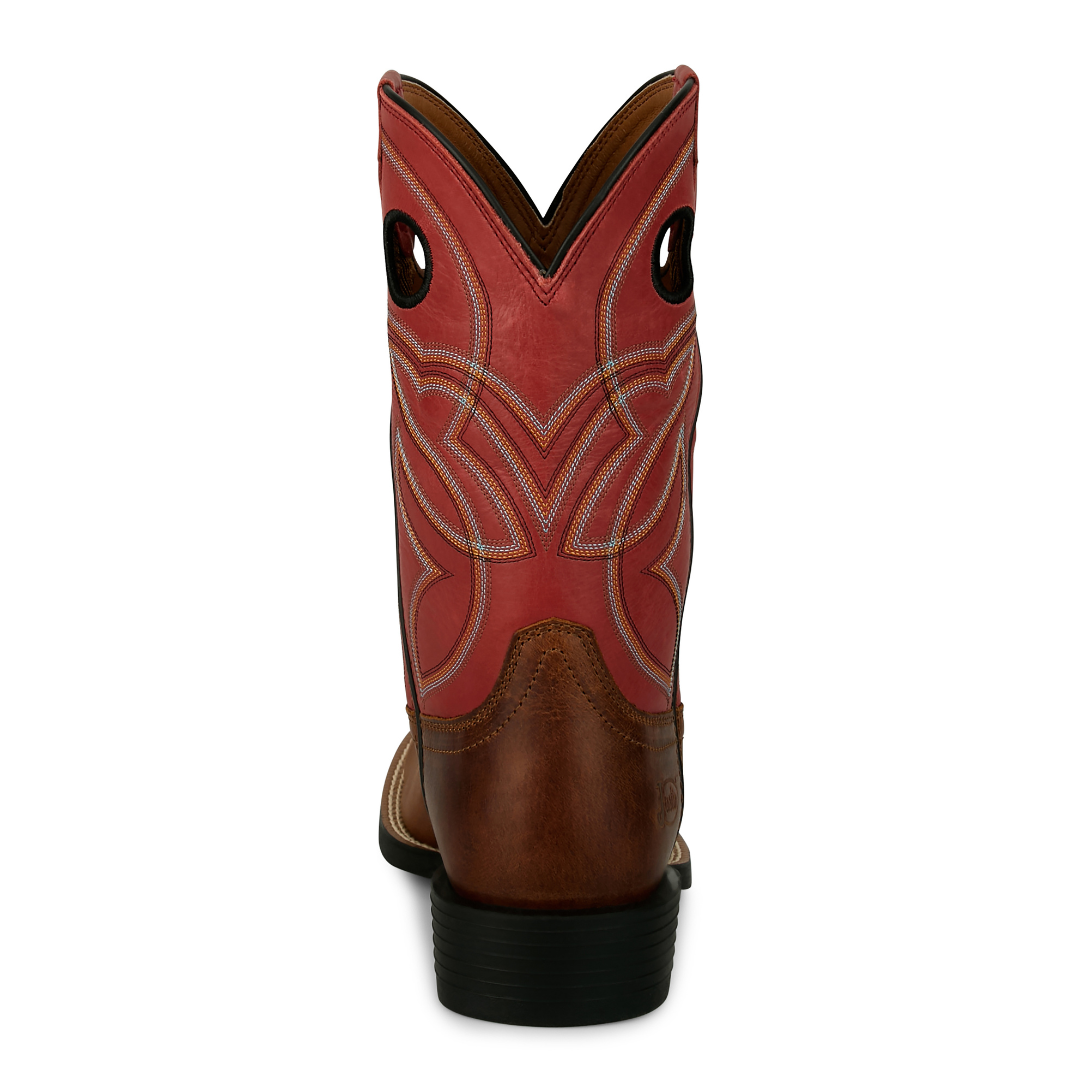 Justin Men's Lubbock Honey Brown Wide Square Toe Western Boots SE7527