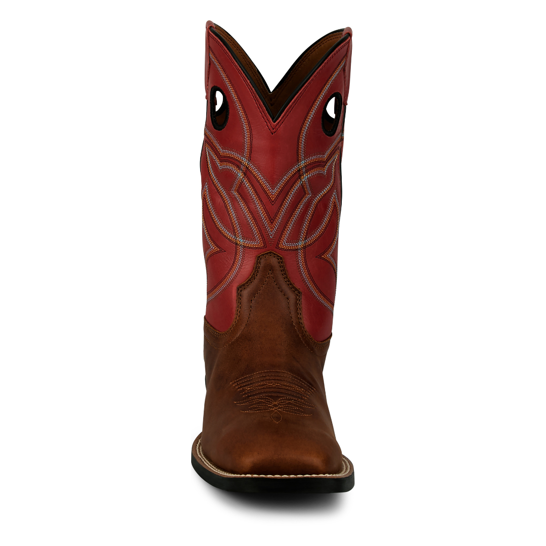 Justin Men's Lubbock Honey Brown Wide Square Toe Western Boots SE7527