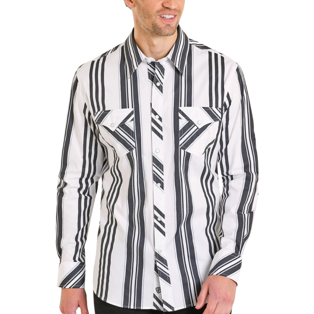 Rock & Roll Cowboy Men's Vintage Stripe Button Down Shirt BMB2S08303 - Wild West Boot Store
