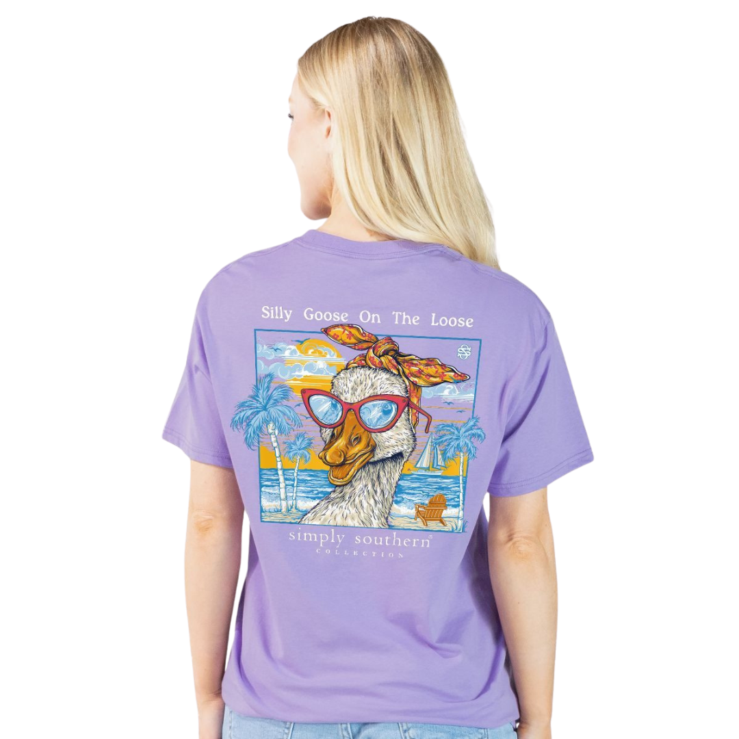 Simply Southern Ladies Silly Goose On The Loose T-Shirt SS-GOOSE-GRAPE - Wild West Boot Store