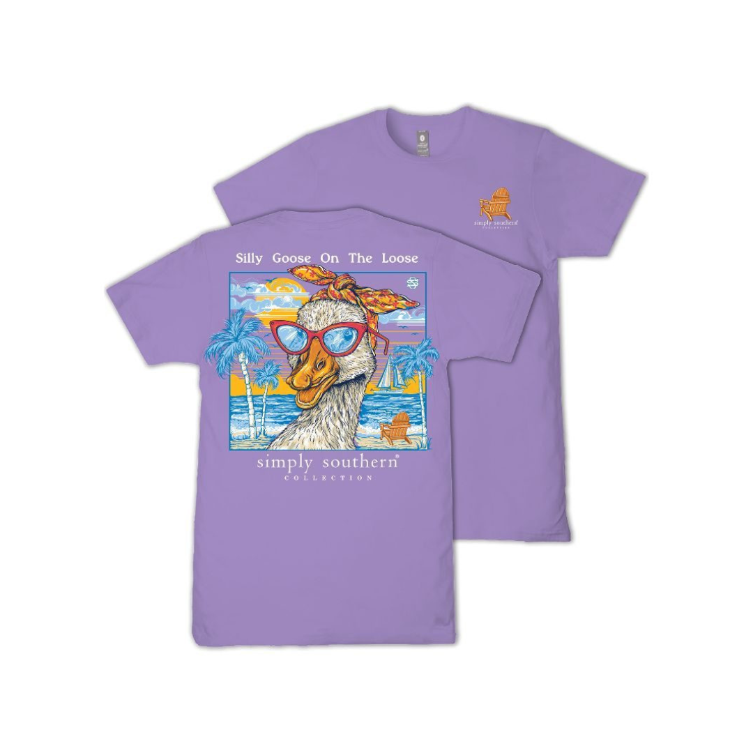 Simply Southern Ladies Silly Goose On The Loose T-Shirt SS-GOOSE-GRAPE - Wild West Boot Store