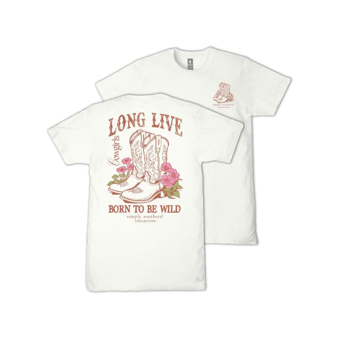 Simply Southern Ladies Born To Be Wild Oyster White T-Shirt SS-WILD-OYSTER - Wild West Boot Store