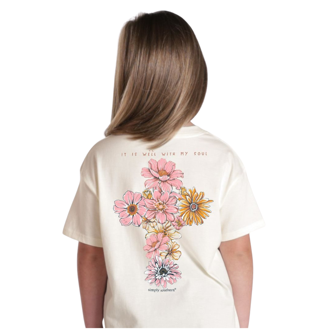 Simply Southern Youth Girls Well With My Soul Linen T-Shirt SS-SOUL-LINEN - Wild West Boot Store
