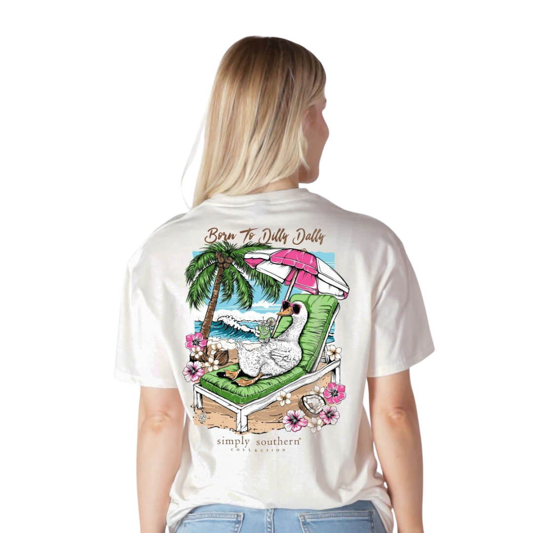 Simply Southern Ladies Dilly Dally Oyster T-Shirt SS-DILLYDALLY-OYSTER - Wild West Boot Store