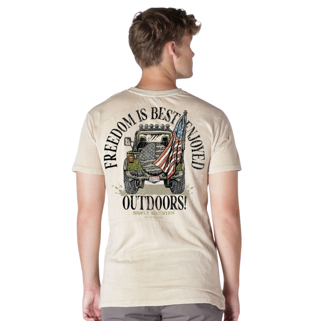 Simply Southern Men's Mineral Washed Freedom T-Shirt MN-MINWASH-FREEDOM-BONE - Wild West Boot Store