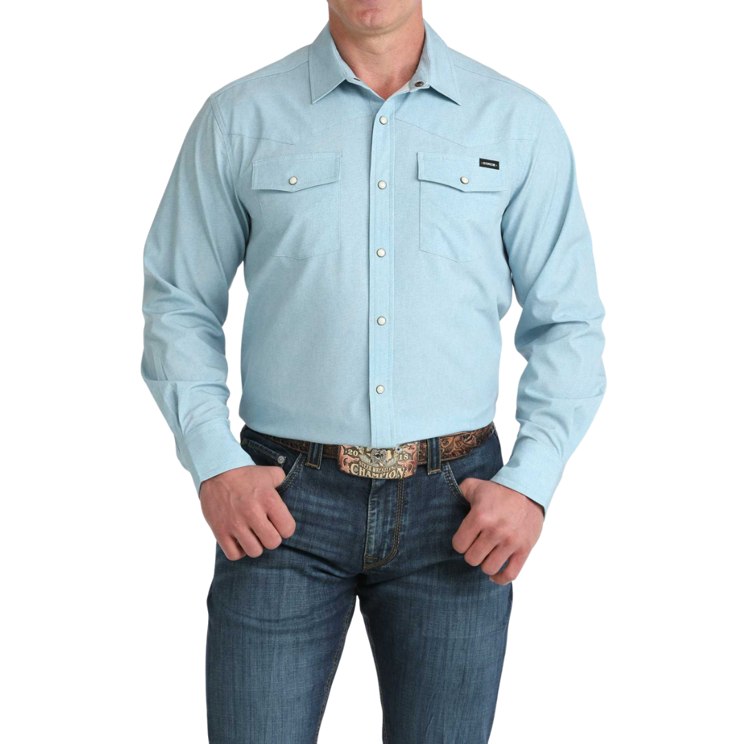 Cinch Men's Light Blue Camp Button Down Shirt MTW1403006