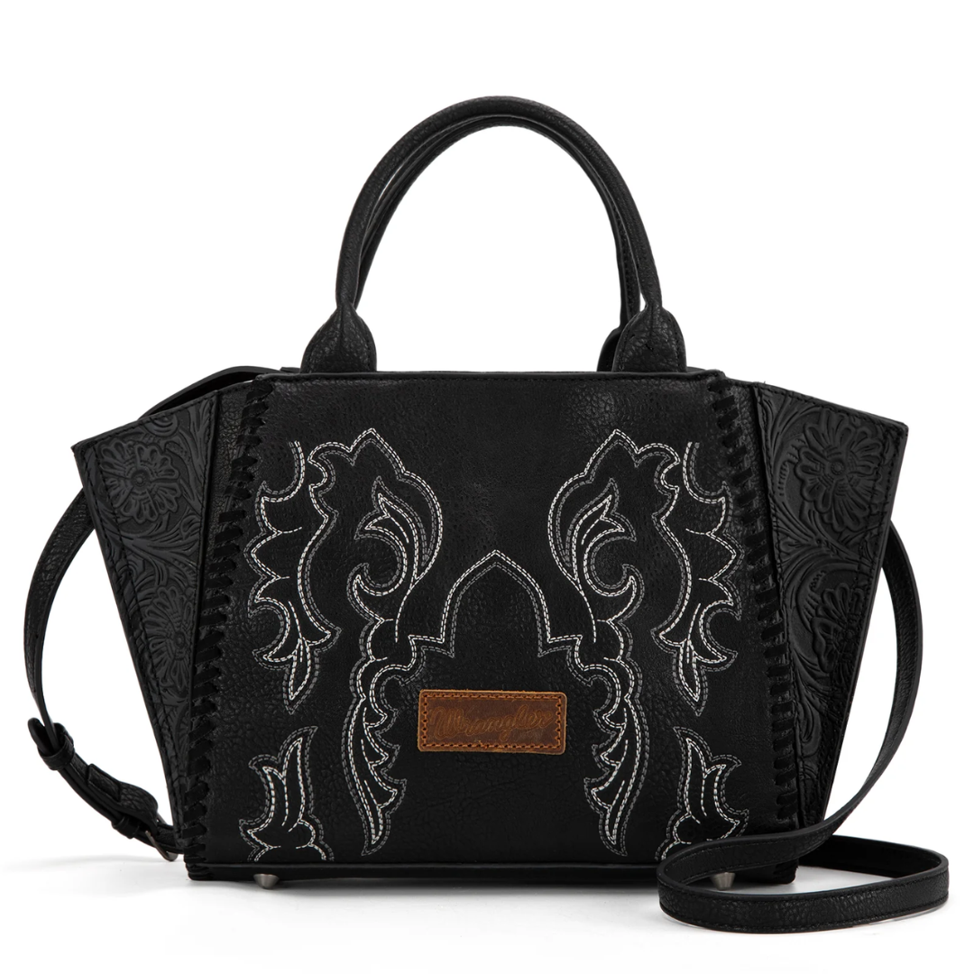 Wrangler Black Embroidered Concealed Carry Crossbody Tote WG145G-8300BK