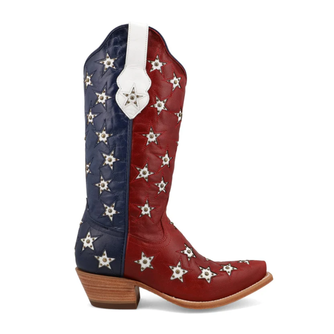 Black Star Ladies Marfa Stars Red White & Blue Leather Boots WBSN026