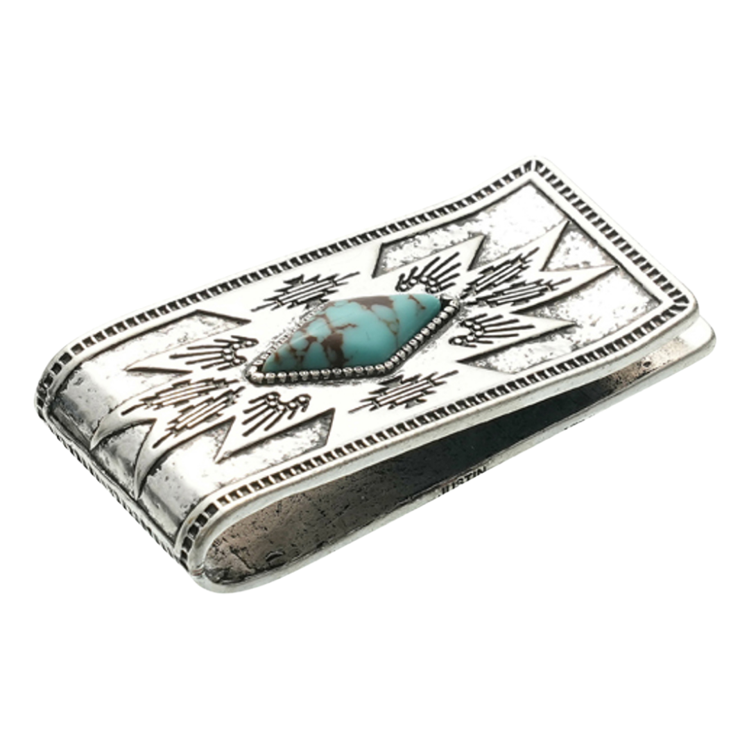 Justin Men's Aztec Design With Stone Money Clip 2621917455