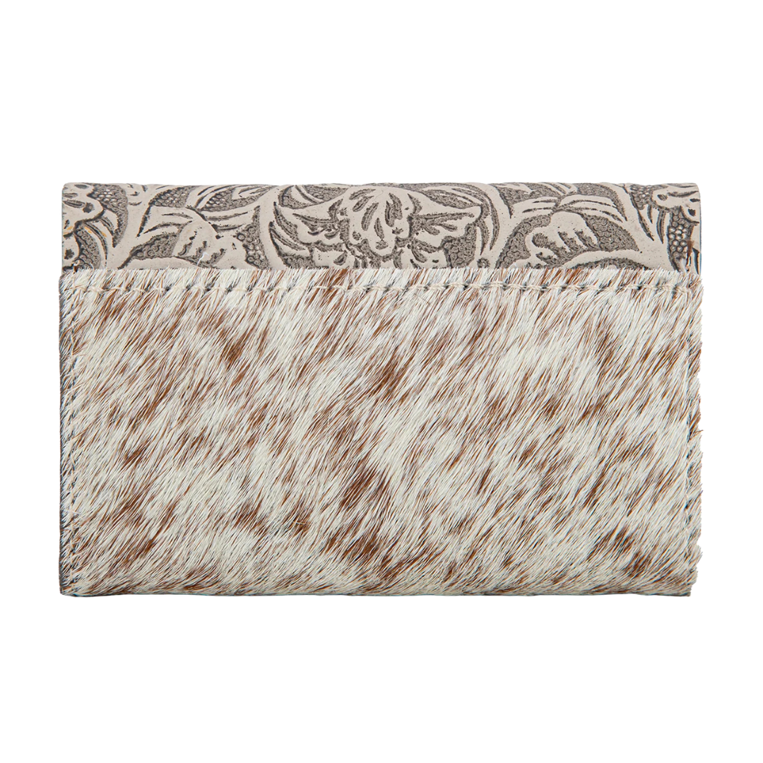 Wrangler Ladies Hair-On Cowhide Floral Tooled Card Holder WG224-W070TN