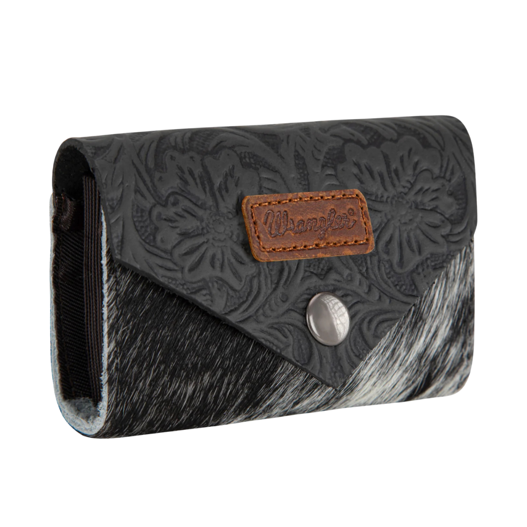 Wrangler Ladies Hair-On Cowhide Floral Black Card Holder WG224-W070BK