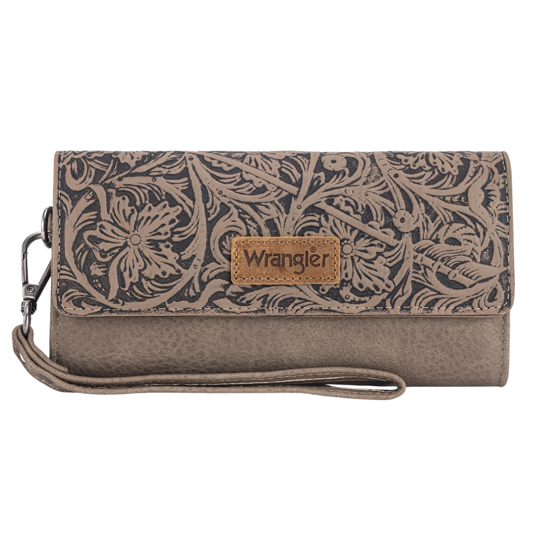Wrangler Ladies Western Floral Trifold RFID Lime Wristlet WG196-W056LIME