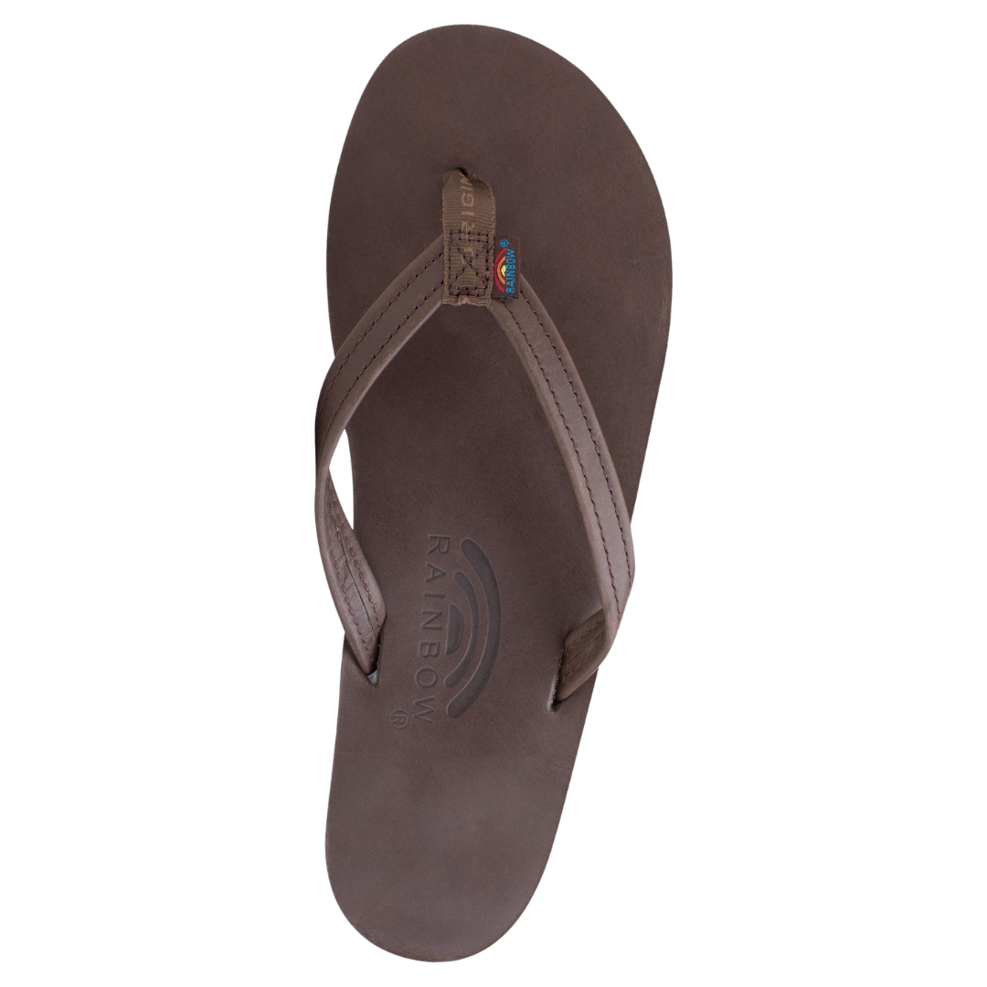 Rainbow Ladies Dark Brown Leather 1/2" Narrow Strap Sandal 301ALTSN-DKBR