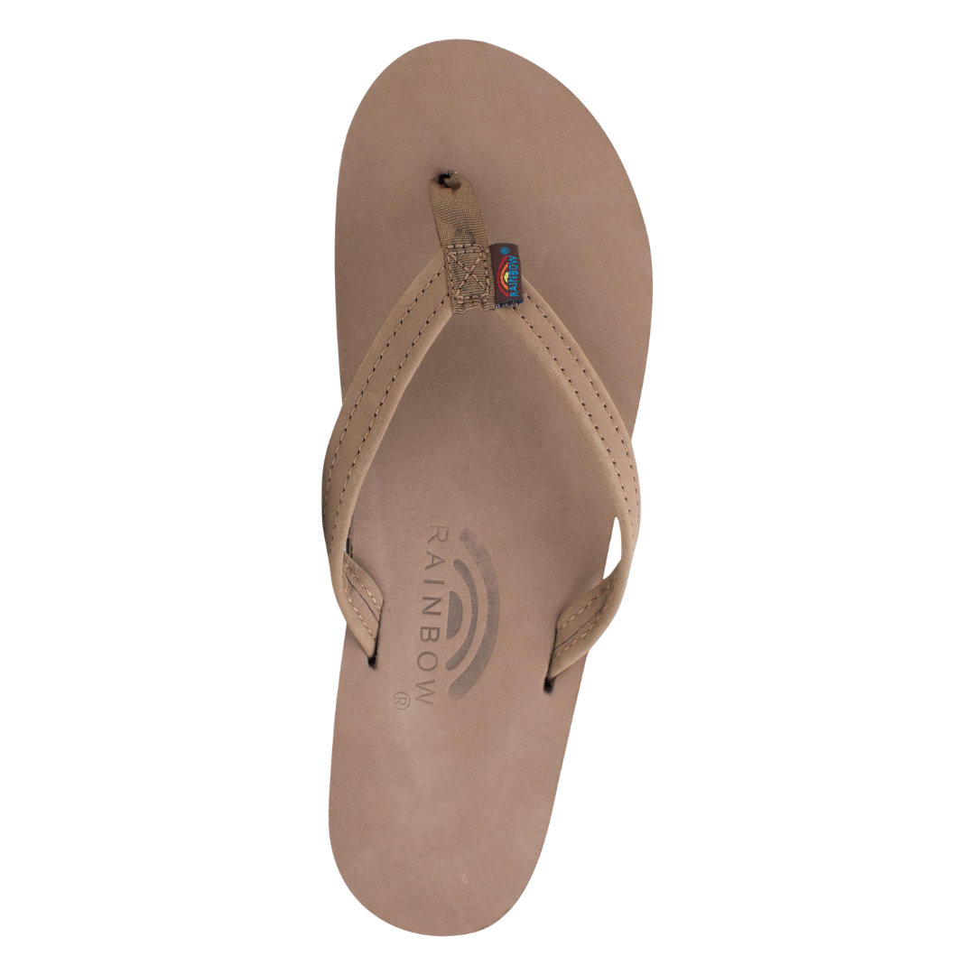 Rainbow Ladies Double Layer Dark Brown 1/2" Narrow Strap Sandal 302ALTSN-DKBR