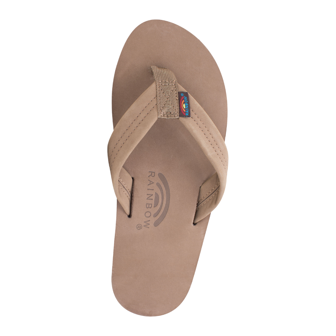 Rainbow Men's Single Layer Dark Brown Leather Sandal 301ALTS0-DKBR-M