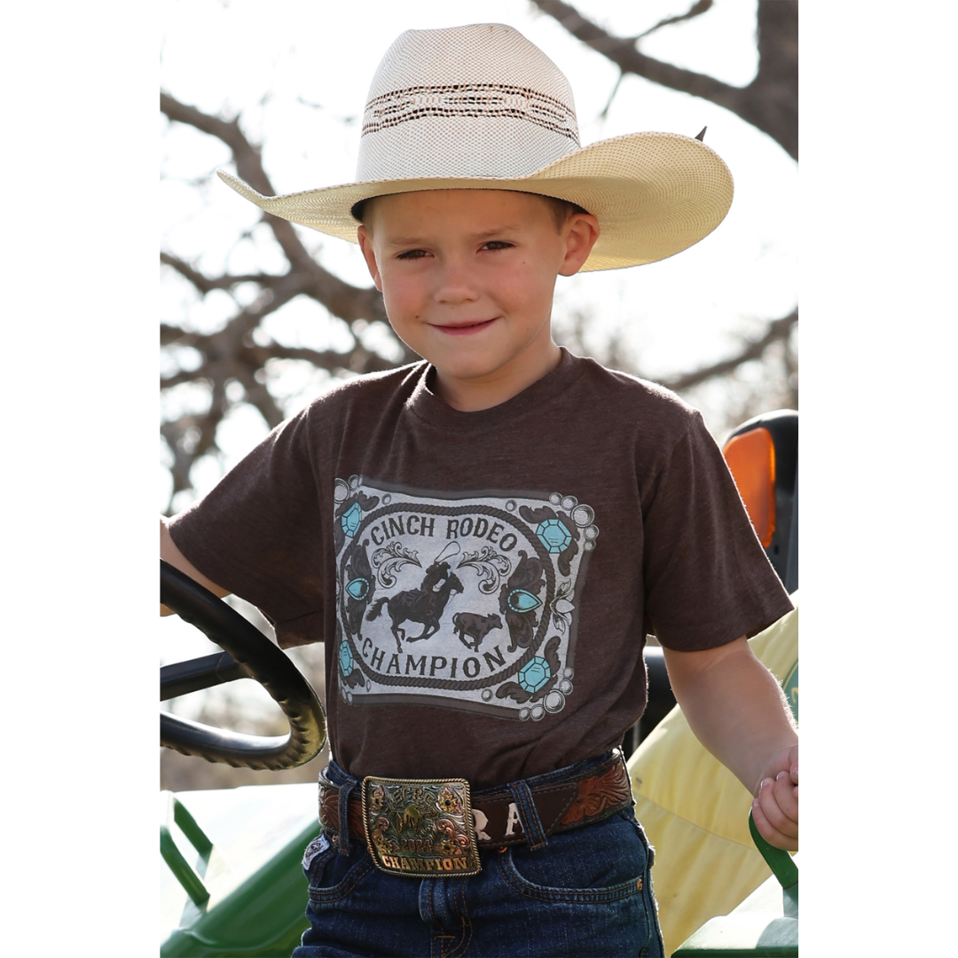 Cinch Boy's Short Sleeve Brown Graphic T-Shirt MTT7670178