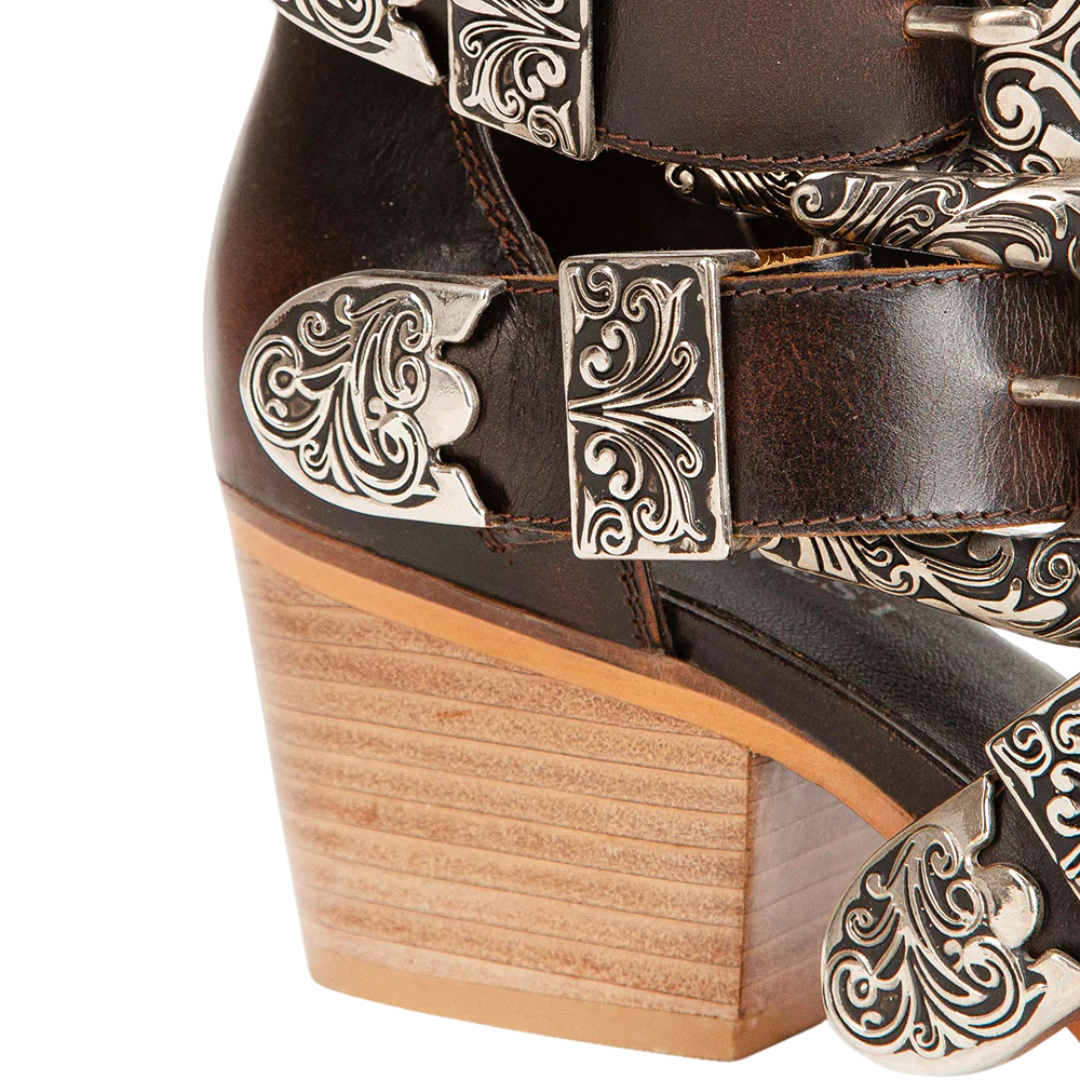 Loyal West Ladies Rodeo Brown Calfskin Buckle Ankle Bootie LW-SS25-155-LS