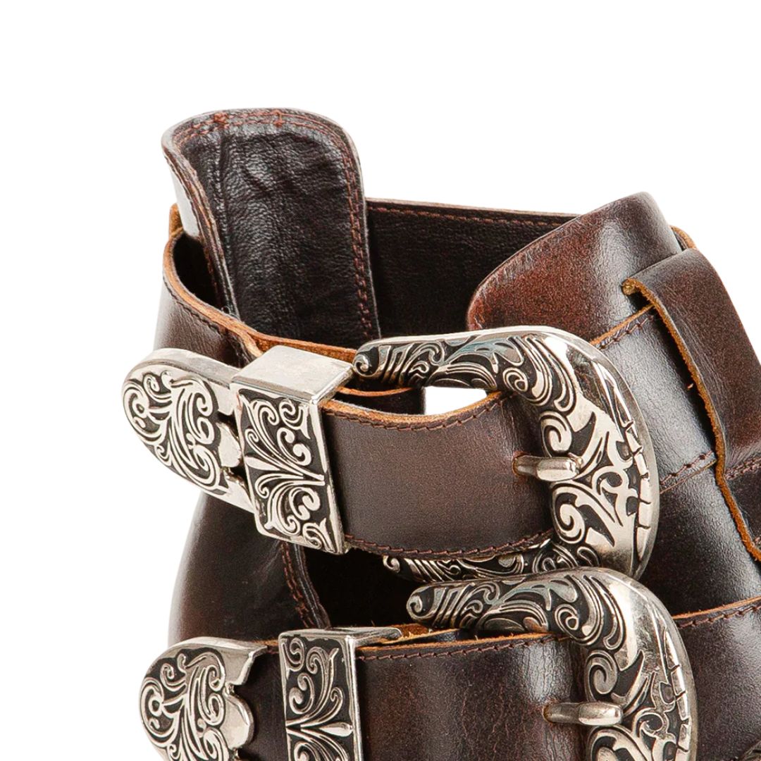 Loyal West Ladies Rodeo Brown Calfskin Buckle Ankle Bootie LW-SS25-155-LS