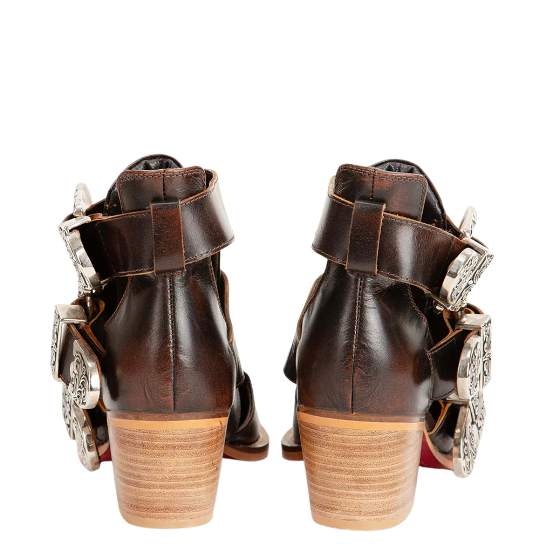 Loyal West Ladies Rodeo Brown Calfskin Buckle Ankle Bootie LW-SS25-155-LS