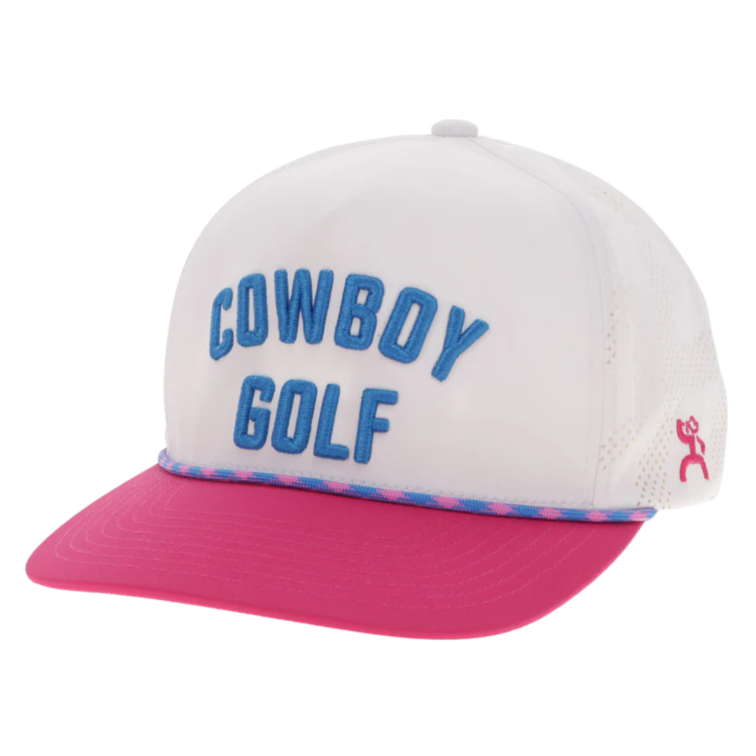 Hooey 'Cowboy Golf' White & Pink Trucker Cap 2516T-WHPK