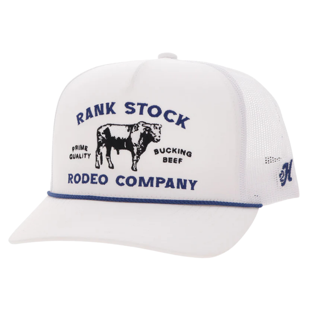 Hooey "Rank Stock" White & Blue Trucker Cap 2662T-WH