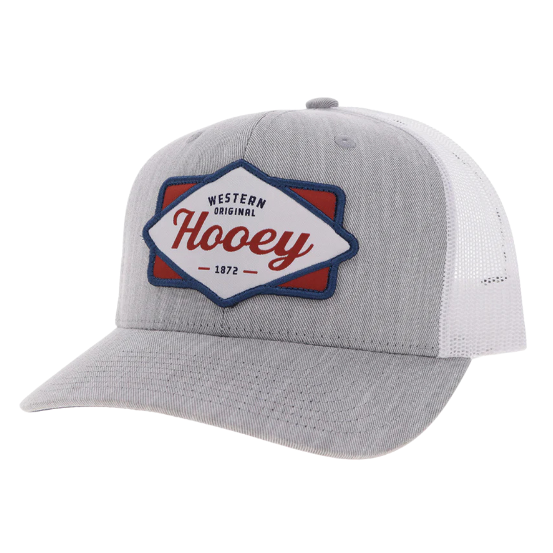Hooey "Diamond" Grey & White Trucker Cap 2622T-GYWH