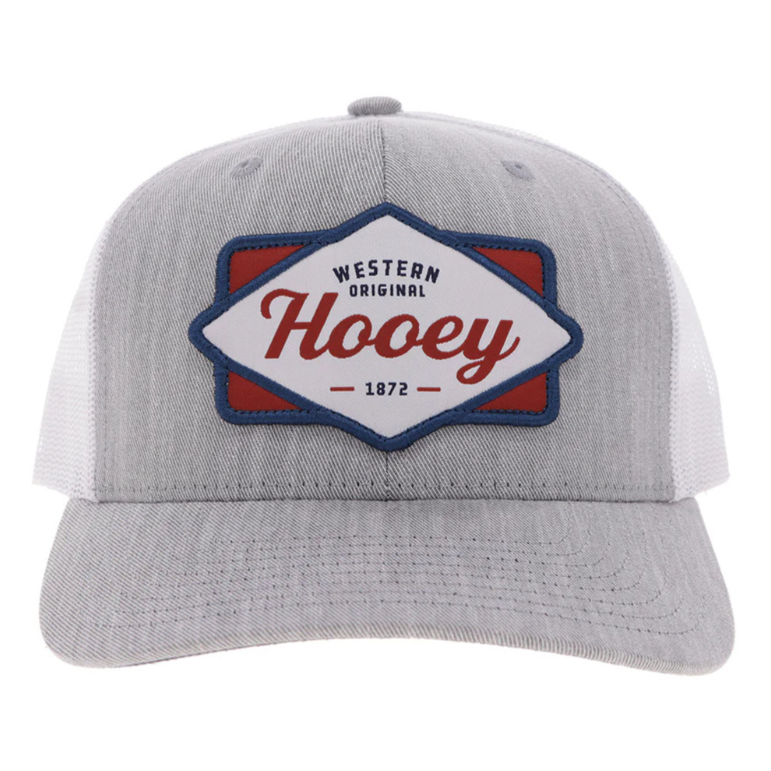 Hooey "Diamond" Grey & White Trucker Cap 2622T-GYWH