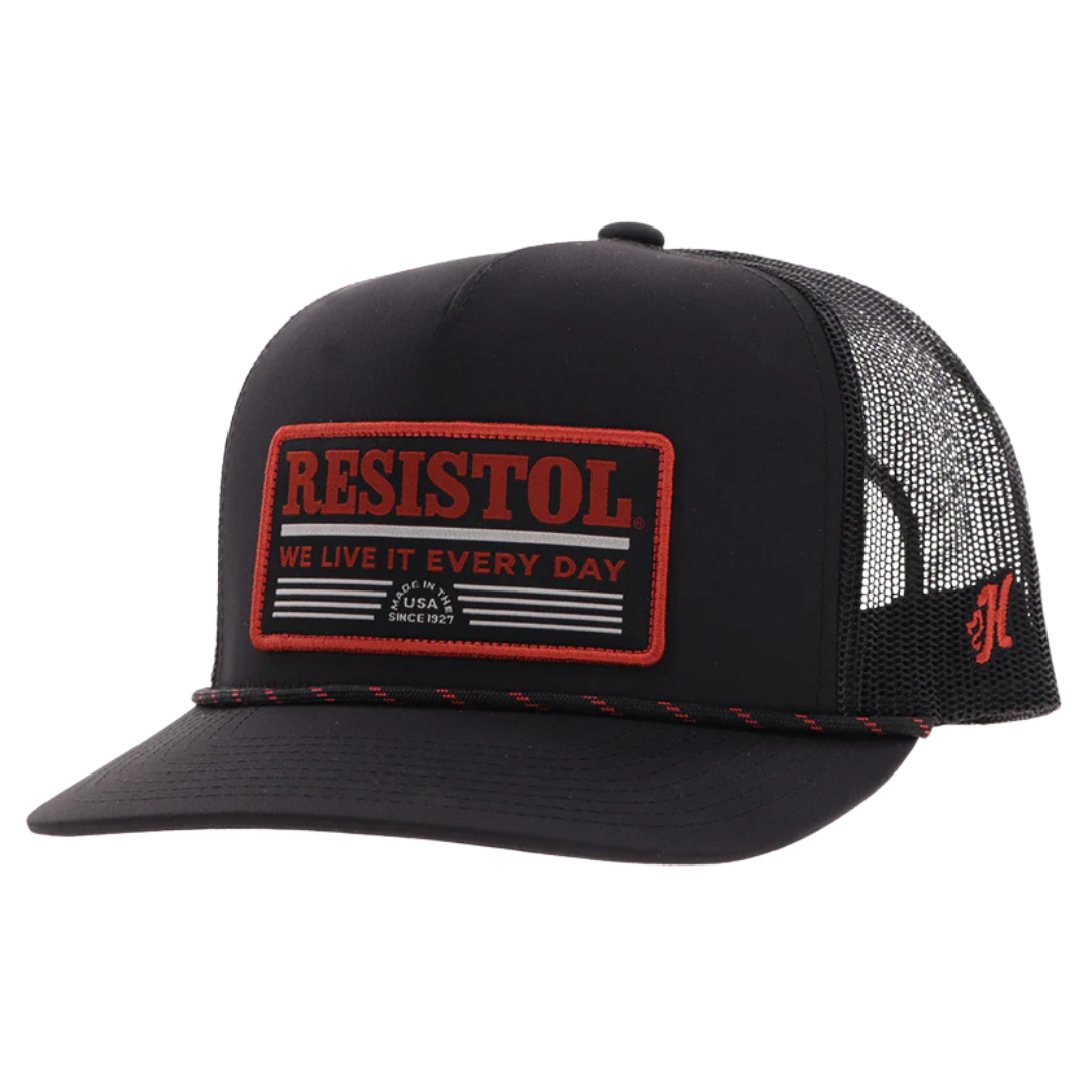 Hooey "Resistol" Solid Black 5 Panel Trucker Cap 2552T-BK