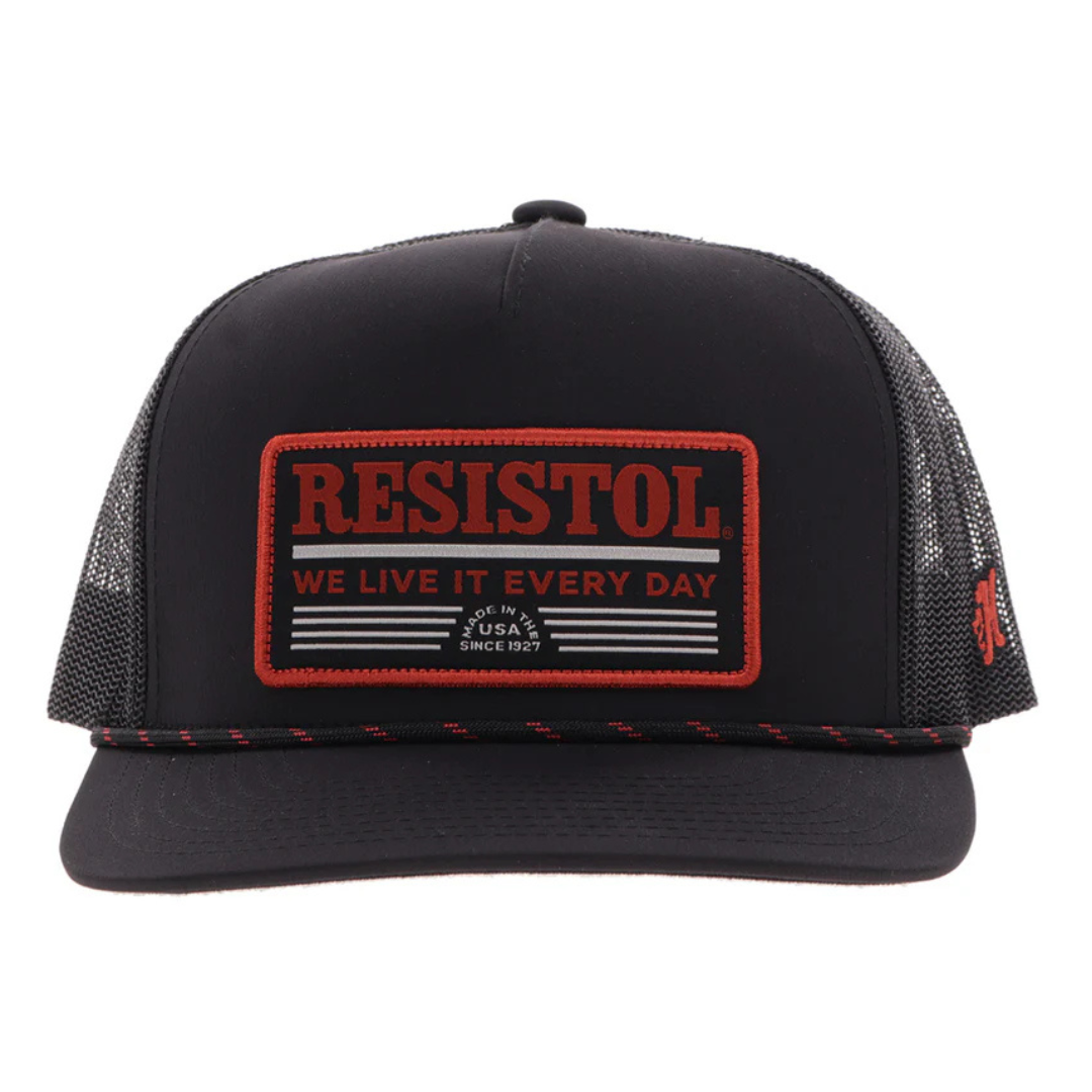 Hooey "Resistol" Solid Black 5 Panel Trucker Cap 2552T-BK