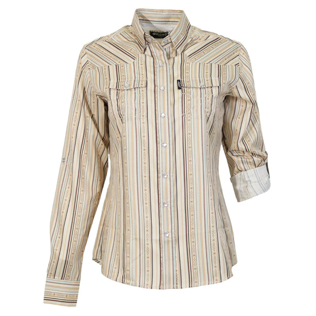 Hooey Ladies "SOL" Cream Stripe Pearl Snap Shirt HT2617CRST