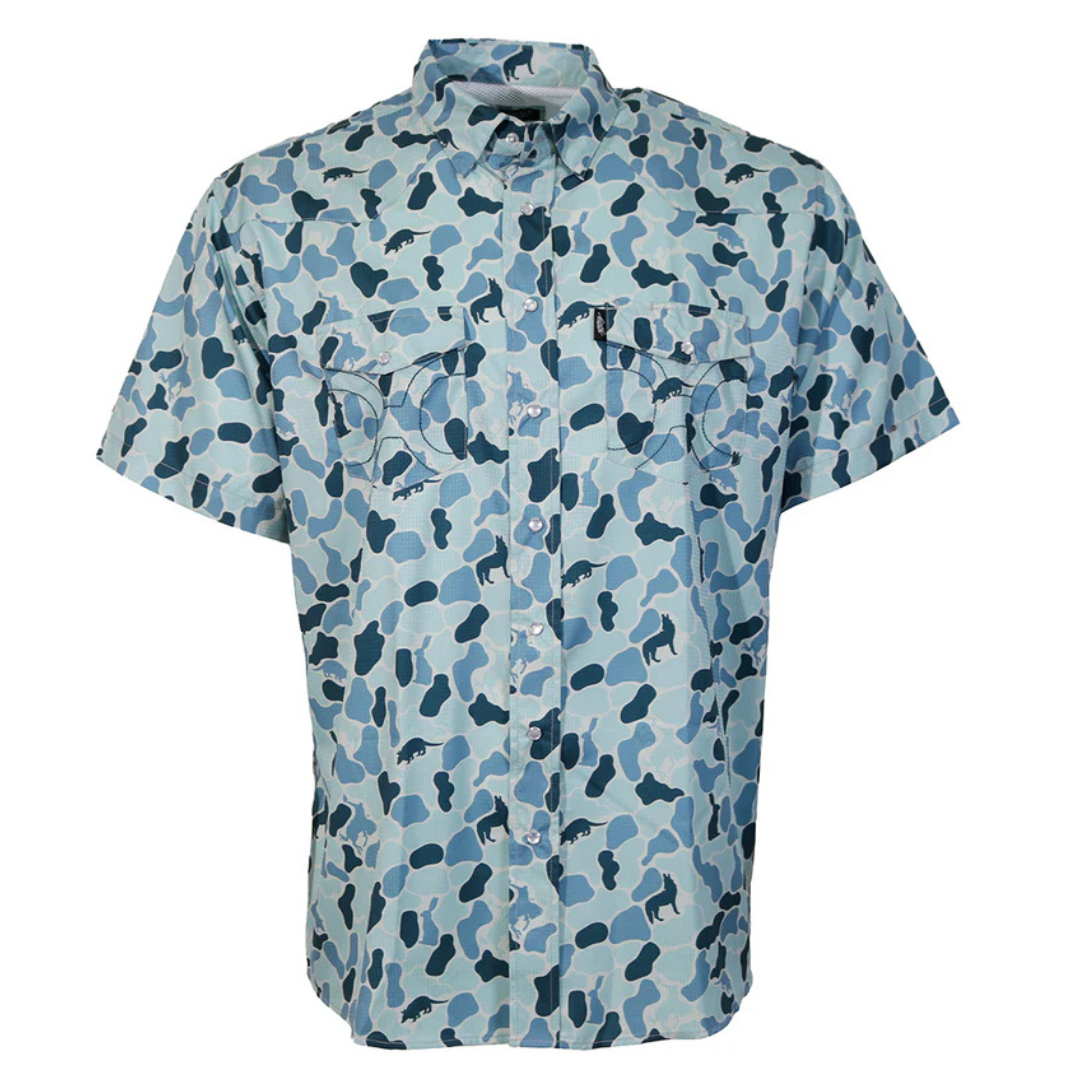 Hooey Men's "SOL" Blue Camo Pearl Snap Shirt HT2621BLCA